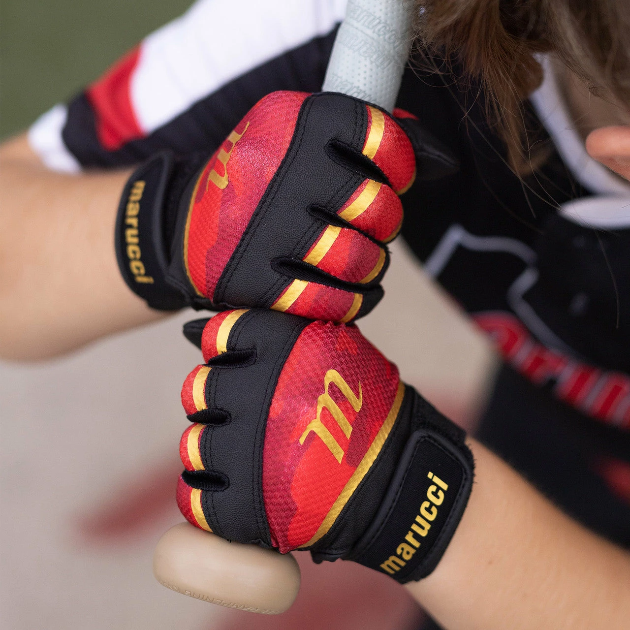 Marucci Foxtrot Tee Ball Youth Batting Glove - Black/Red 5 Marucci Foxtrot Tee Ball Youth Batting Glove - Black/Red - Image 3